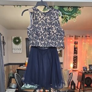 Homecoming Or Formal Jodi Kristopher Navy Blue Lace Formal Dress